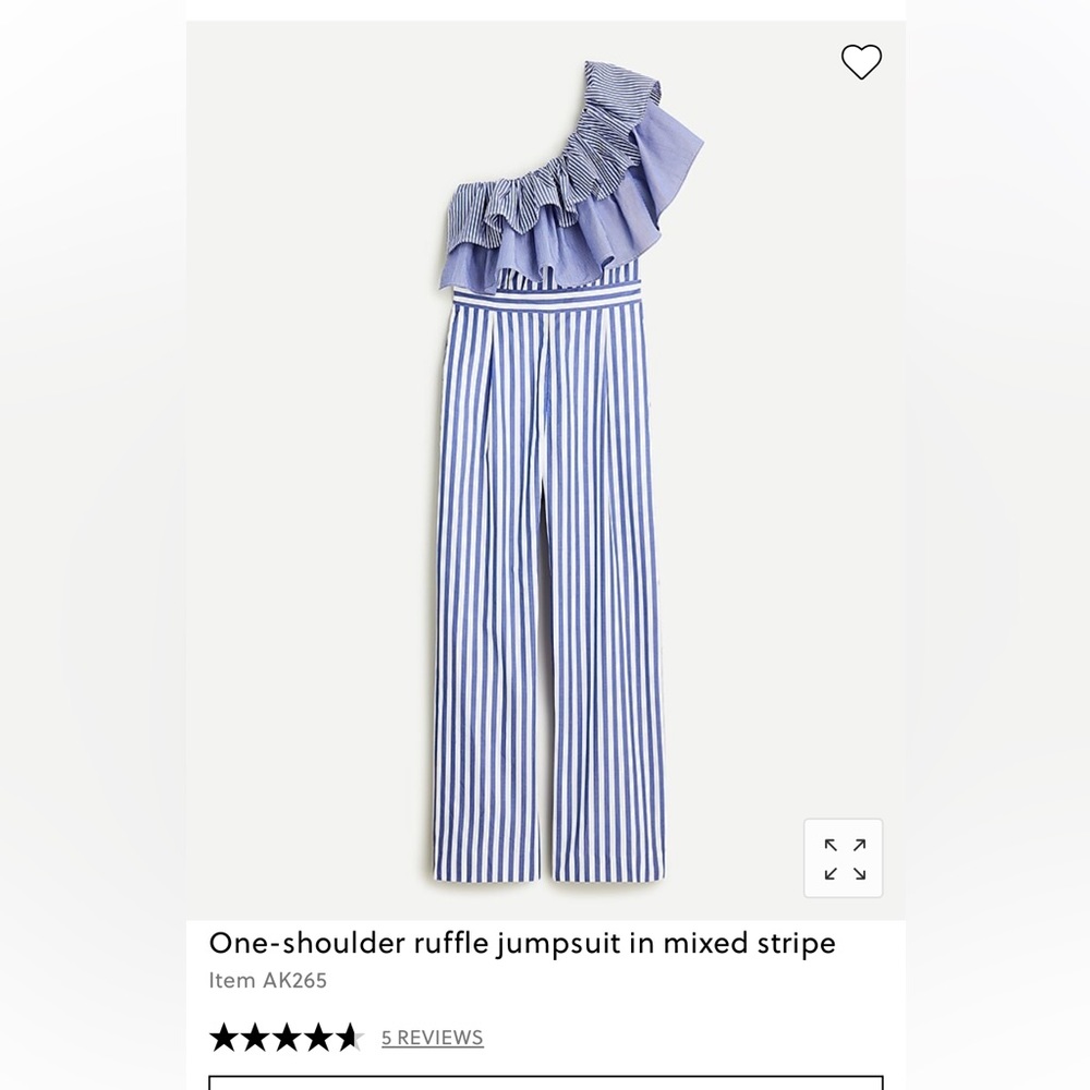 Jcrew one shoulder ruffle jumpsuit